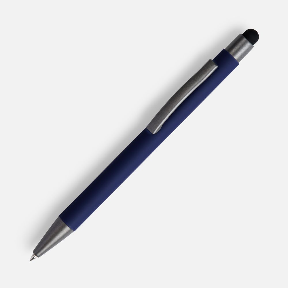 Ручка шариковая Atento Soft Touch со стилусом, темно-синий