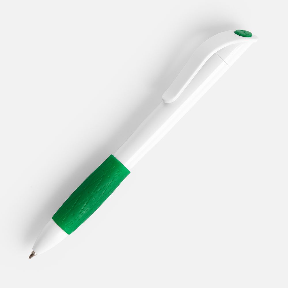 Ручка шариковая Grip, белый с зеленым