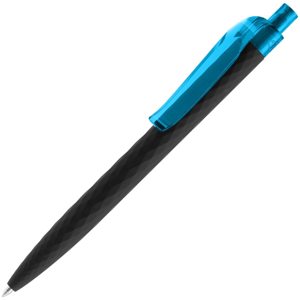 Ручка шариковая Prodir QS01 PRT-T Soft Touch, черная, черный с голубым