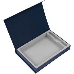 Коробка Silk с ложементом под ежедневник 15х21 см и ручку, ver.2, темно-синий