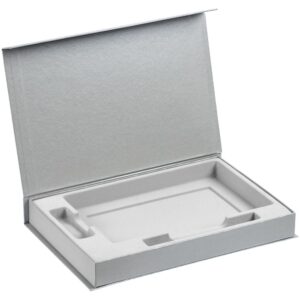 Коробка Silk с ложементом под ежедневник 13x21 см, флешку и ручку, ver. 2, серый