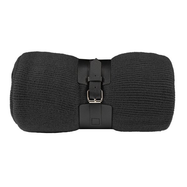 Плед "Belt"; белый; 130 х 180 см; 100% акрил, с ремнем
