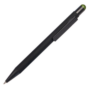 Ручка шариковая FACTOR BLACK со стилусом, черный, зеленый