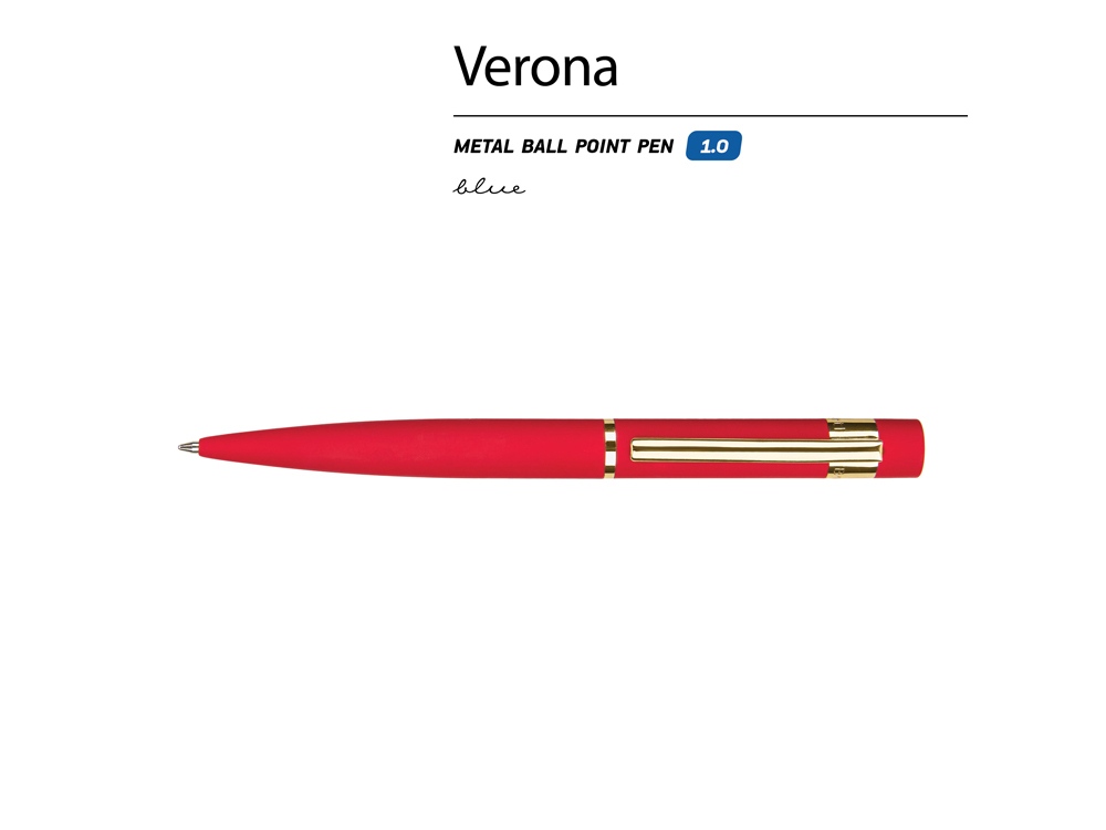 Ручка металлическая шариковая Verona, софт-тач — изображение 4