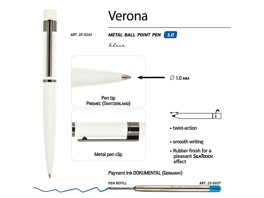 Ручка металлическая шариковая Verona, софт-тач — изображение 22