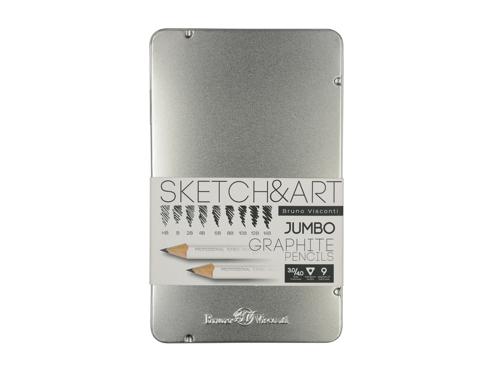 Набор из 9 утолщенных чернографитовых карандашей Sketch & Art HB — 14B