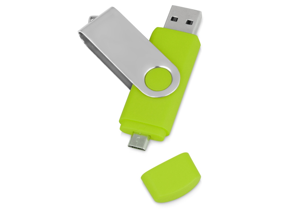USB/micro USB-флешка на Квебек OTG, зеленое яблоко, 16 Гб