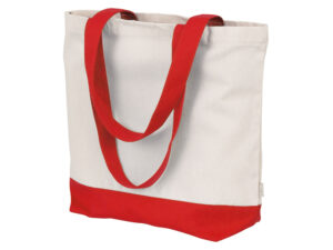 Сумка для шоппинга Cotton из переработанного хлопка, 280 г/м2, натуральный, красный