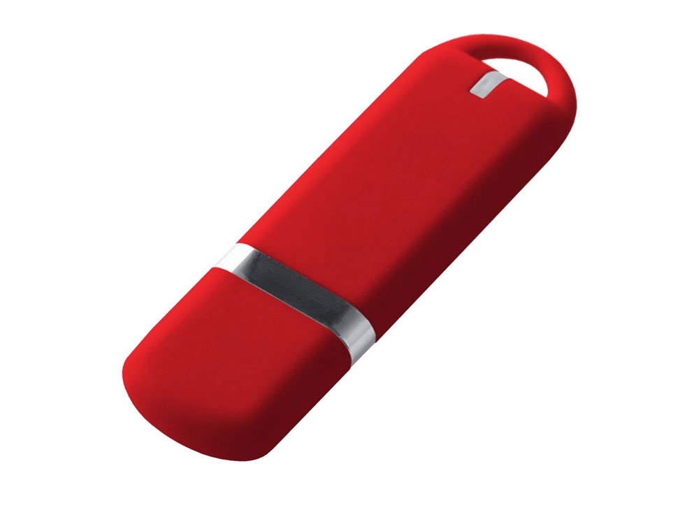 USB 2.0- флешка на, soft-touch, красный, 32 Гб