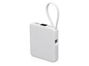 Внешний аккумулятор со встроенным кабелем USB-C Дэнси, 5000 мАч, белый