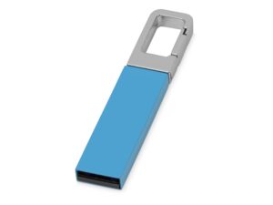 USB-флешка на Hook с карабином, голубой, серебристый, 16 Гб