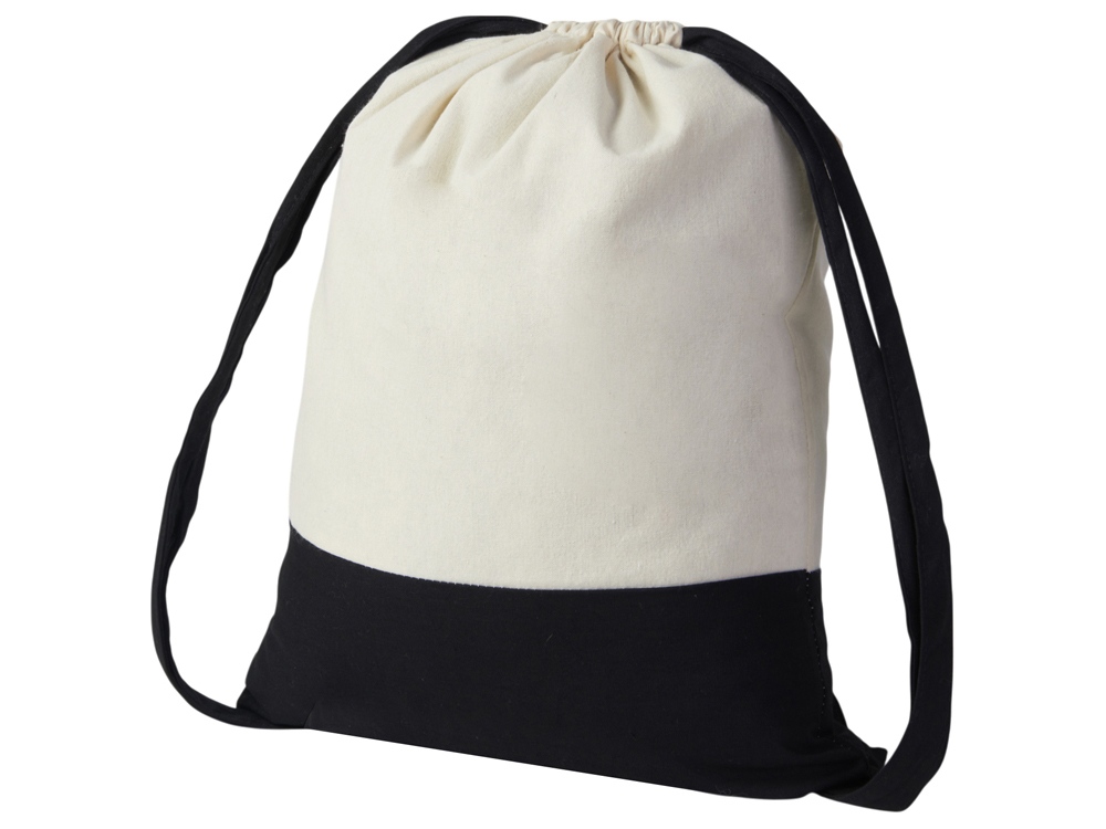 Рюкзак-мешок Cotton из хлопка, 170 г/м2, натуральный, черный