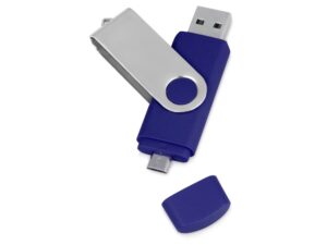 USB/micro USB-флешка на Квебек OTG, синий, 16 Гб