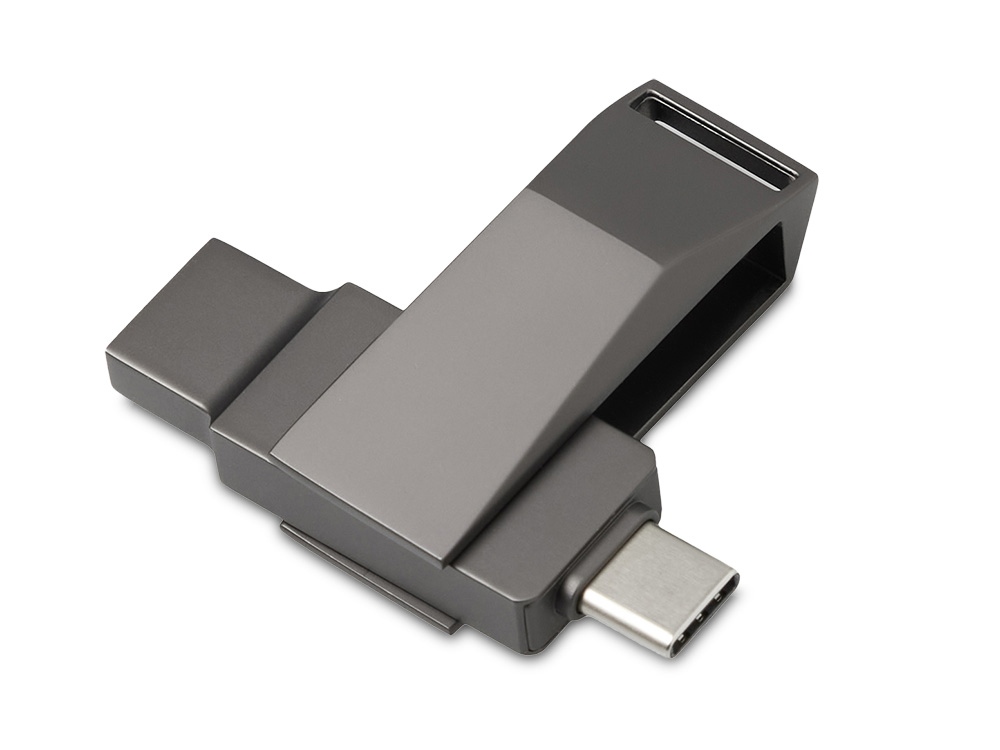 Флешка USB Type-C и USB 3.0 Тесла, темно-серый, 64 Гб