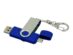 USB 2.0- флешка на с поворотным механизмом и дополнительным разъемом Micro USB, синий, серебристый, 16 Гб