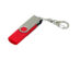 USB 2.0- флешка на с поворотным механизмом и дополнительным разъемом Micro USB, красный, серебристый, 64 Гб