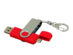 USB 2.0- флешка на с поворотным механизмом и дополнительным разъемом Micro USB, красный, серебристый, 64 Гб