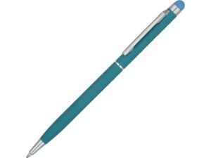 Ручка-стилус металлическая шариковая Jucy Soft soft-touch, бирюзовый