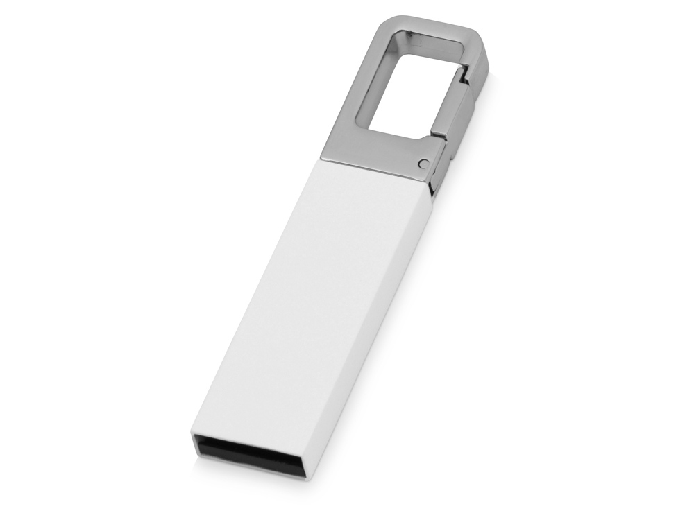USB-флешка на Hook с карабином, белый, серебристый, 16 Гб