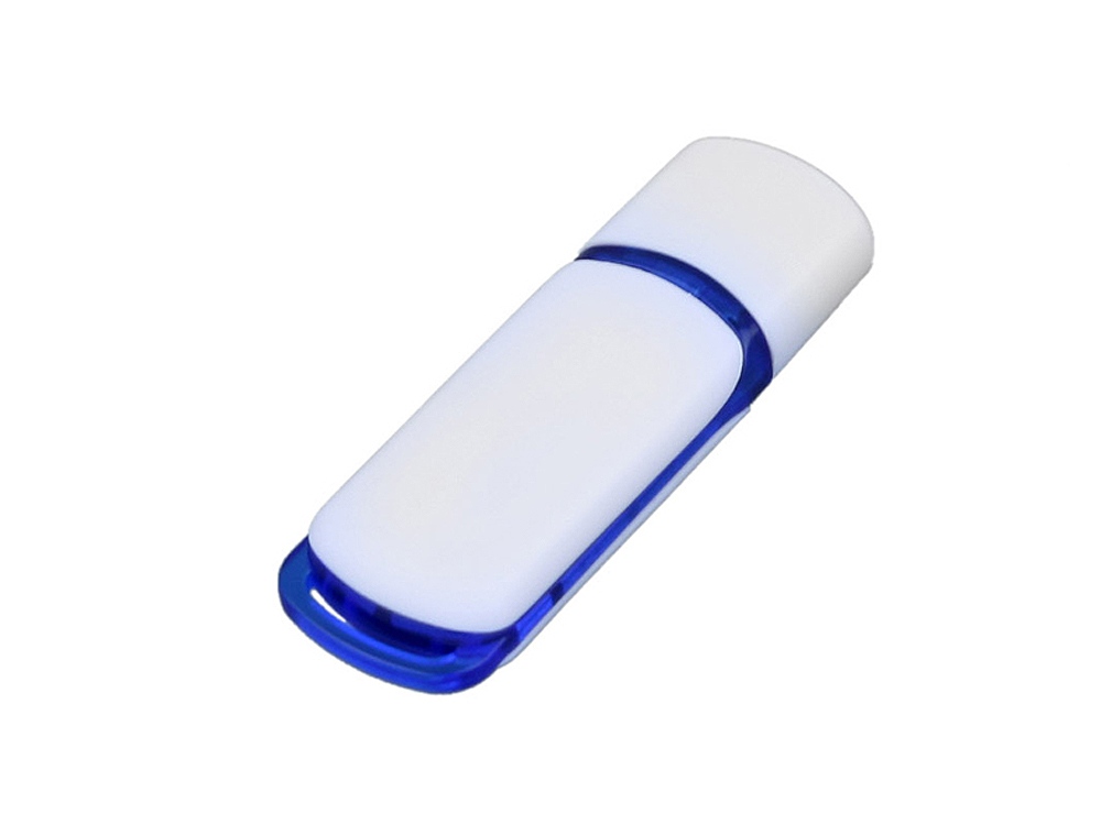 USB 3.0- флешка на с цветными вставками, белый, синий, 64 Гб