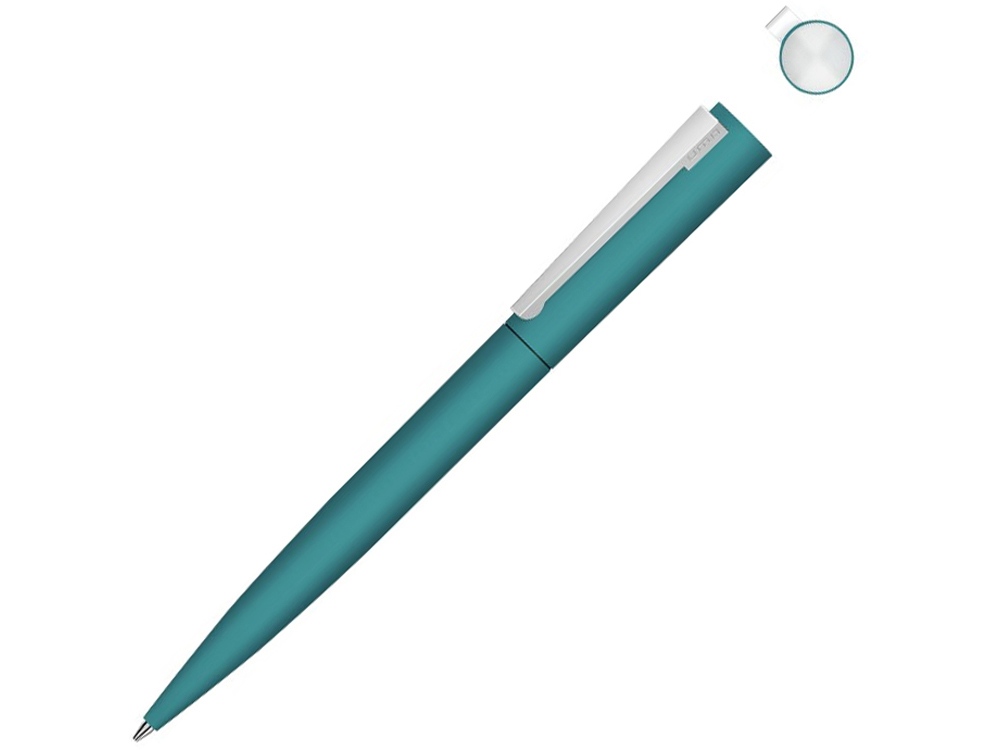 Ручка шариковая металлическая Brush Gum, soft-touch, бирюзовый