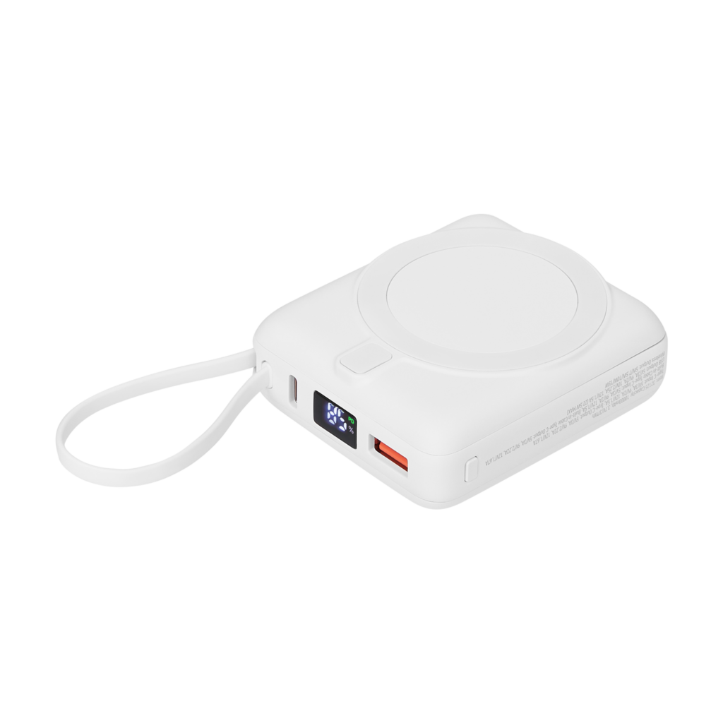 Внешний аккумулятор с подсветкой Риттер PD (Ritter PD) 10000mAh с функцией беспроводной зарядки 15W, белый