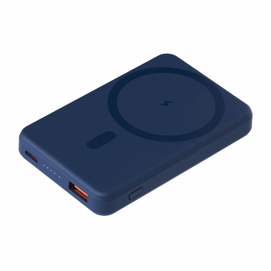 Внешний аккумулятор Ларго PD (Largo PD) 5000mAh с функцией беспроводной зарядки 15W, синий