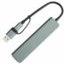 USB-хаб STEM 7 в 1, серый, алюминий